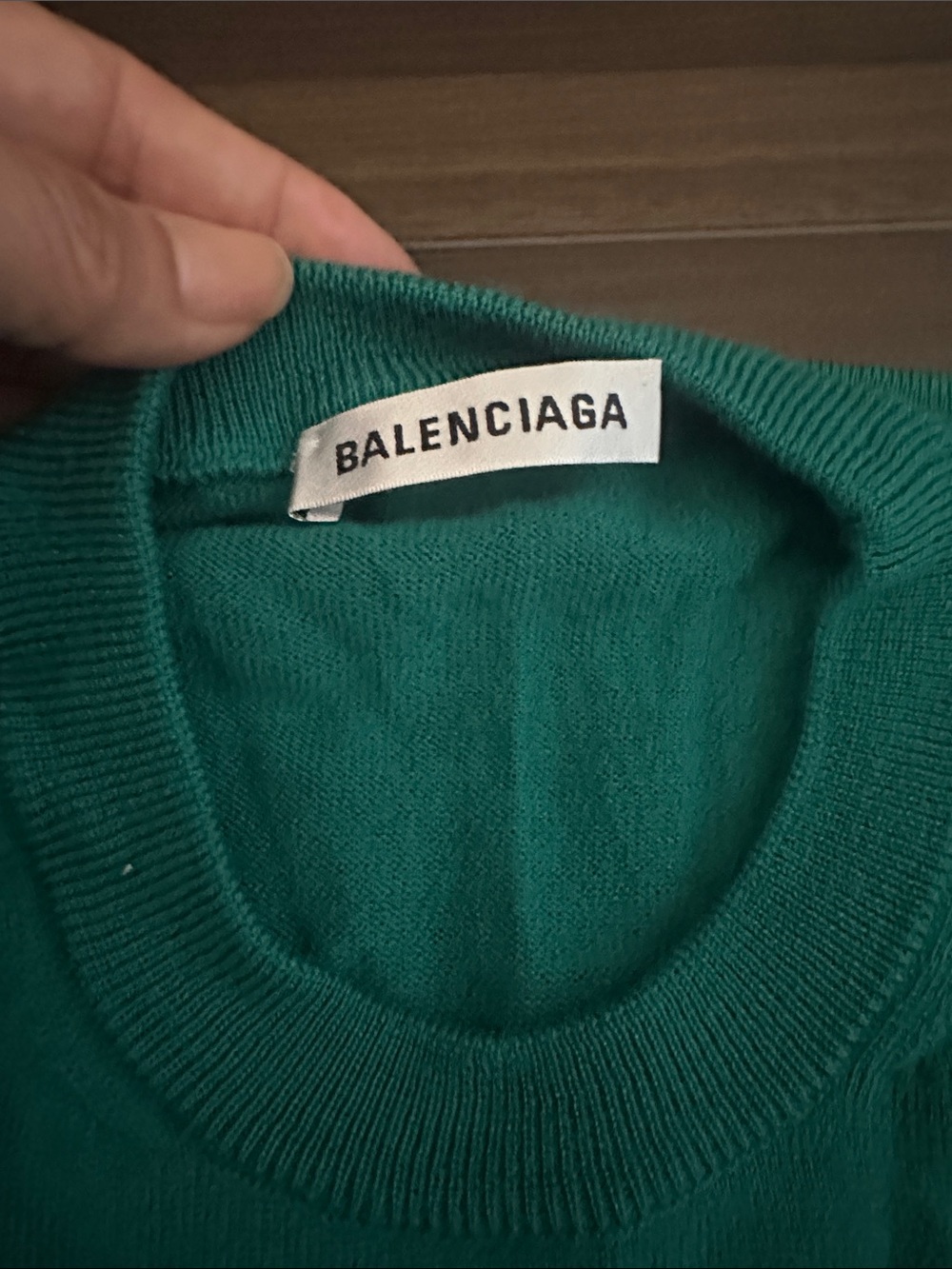Balenciaga Teal Green Logo Crewneck Sweater - Picture 2 of 5